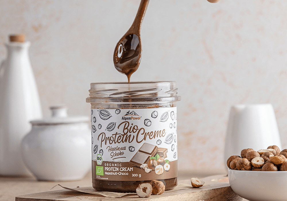Crema proteica ecológica de chocolate con avellanas: la golosina de chocolate natural con proteínas extra